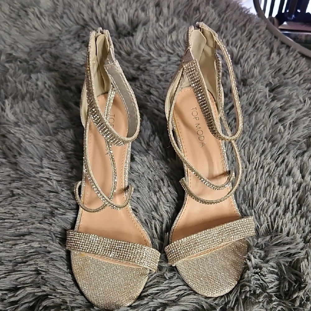TOP Moda Women's Glittering Silver Heels